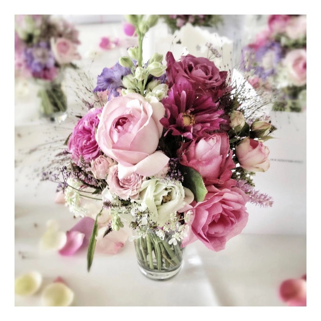 A table laid for a wedding reception